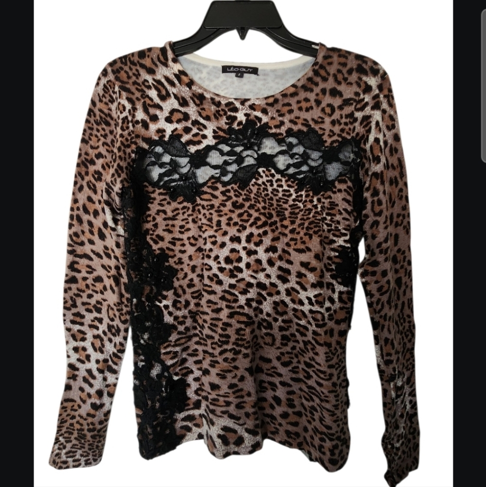 Leo Guy Y2K Leopard Print knit Sweater
